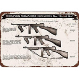 Metal Signs Vintage 1944 Thompson Submachine Guns Retro...