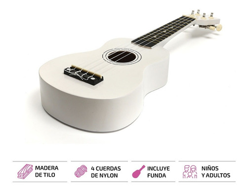 Ukelele De Madera Soprano Con Funda Manual Y Lecciones