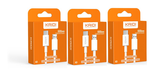 Kit 3 Cabos Carregadores Turbo Kaidi 3a Usb-c 3.0