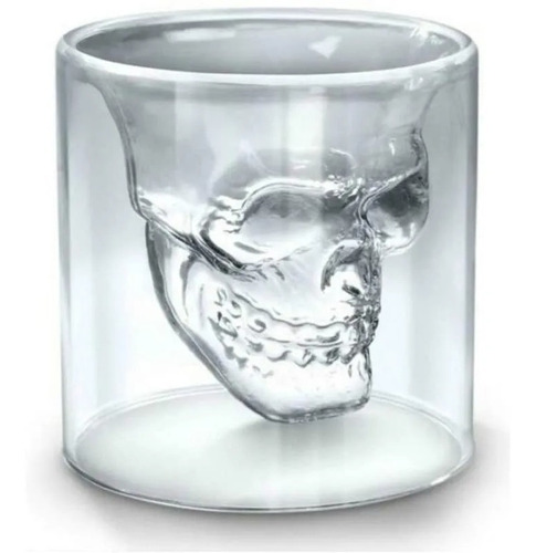 Vaso Calavera Cristal Whisky Mediano De Vidrio 7 Cm 75 Ml