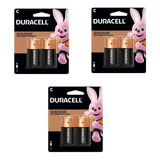 6 Pilhas Alcalina C Media Duracell (ideal Para Lanternas )