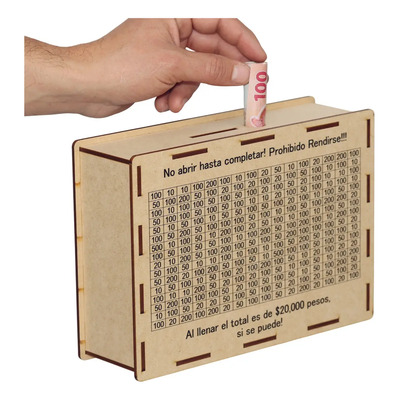 Alcancía Caja De Ahorro Reto Objetivo De Dinero Mdf Color MDF Negro Reto 20 Mil | MercadoLibre