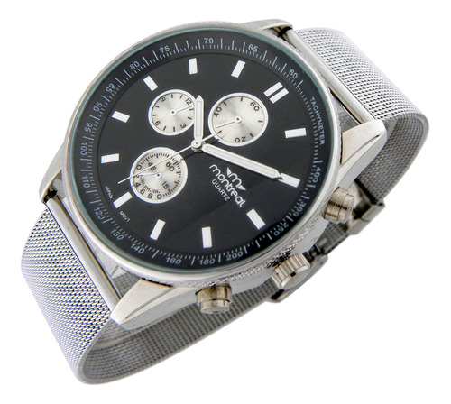 Reloj Montreal Hombre Ml1477 Malla Acero  Agujas Luminosas