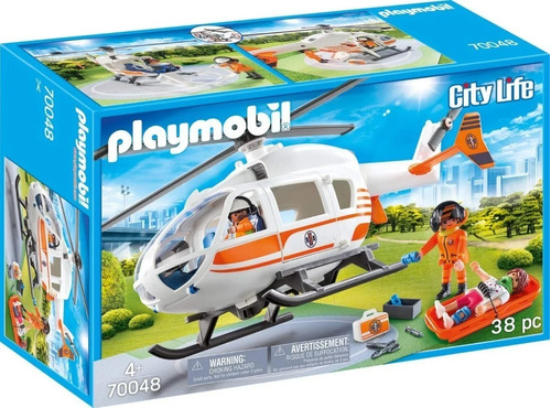 Playmobil 70048 City Life Helicóptero De Rescate Original