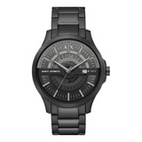 Reloj Hombre Armani Exchange Hampton Analogo Color De La Correa Negro