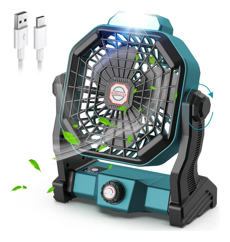 Ventilador Portatil Luz Led Camping Silencioso 