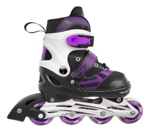 Patins Inline Ajustável Radical Roxo E Preto Dmr6074 Dm Toys