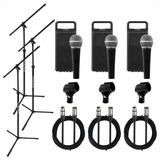 3 X Microfonos Sn58 Modelo Sm58 Pies Pipetas Cables Combo