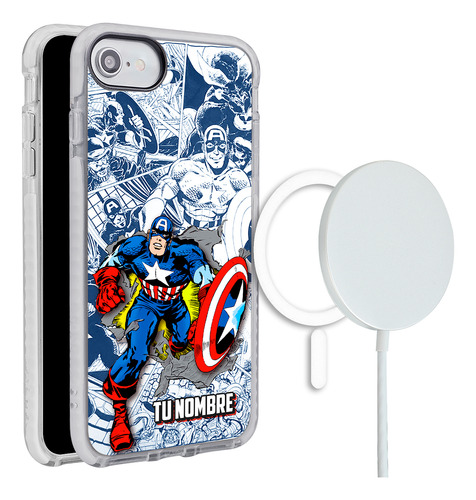 Funda Para iPhone Magsafe Marvel Capitán América Nombre