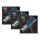 Kit 3 Encordoamentos Guitarra Nig Nh67 Hibrida 010 Extra