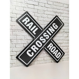 Vintage Crossing Rail Road Black Cartel D Metal Estilo Retro