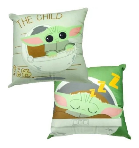 Almofada Fibra Veludo 40x40cm Baby Yoda Zona Criativa Cor Verde