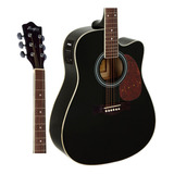 Violao Memphis Md-18 Bk Folk Eletrico Preto Brilhante