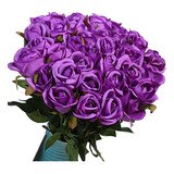 10 Flores Artificiales Rosas Violetas 50.8cm