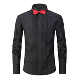 Camisa De Vestir De 8 Cm Para Hombre, Cuello De Esmoquin, Ve