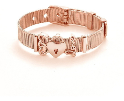 Pulsera De Correa Con Dije De Corazones Y Palabra Love 