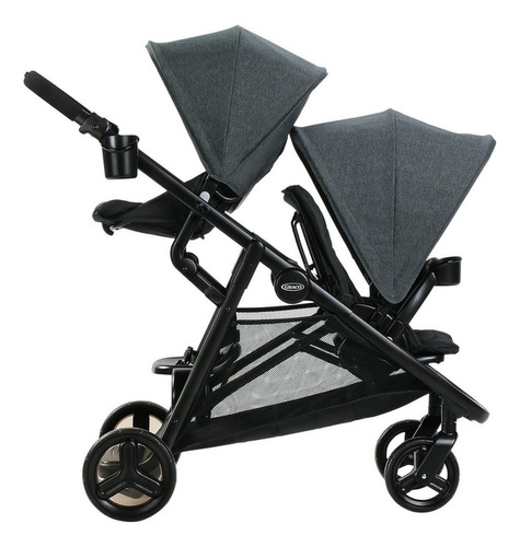 Coche Para Bebe Graco Ready2grow Lx 2.0 Doble Gemelar Color Gris Chasis Negro