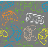 Papel De Parede Vinil Quarto Teen Gamer Controle Cinza 10m