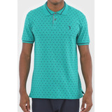 Camisa Polo Aleatory Reta Estampada Verde Original