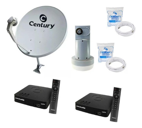 Kit 2 Receptores Midia Box B7+antena+lnbf Multiponto+2 Cabos