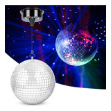 Meagoo Bola De Discoteca Con Motor Y Luz, Bola De Espejo Col