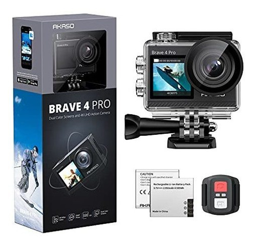 Câmera De Ação Akaso Brave 4 Pro 4k30 - Câmera Impermeável Cinza