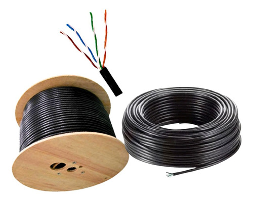 Cable Utp 6 65 Mt Ext + Jack  6 Negro + Ponchadora Liviada