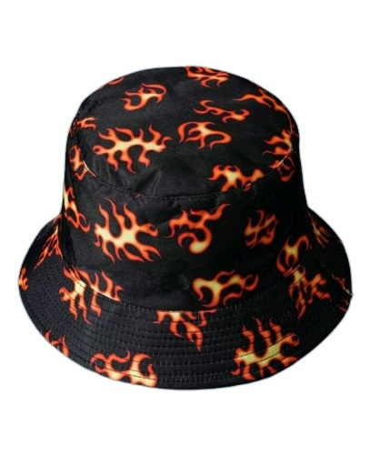 Gorro Bucket Negro Unisex Fuego Streetwear Urban Hip Hop