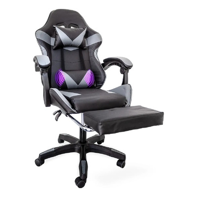 Silla Escritorio Cuory CUO2-M Ergonómica Con Reposapies Negro\u002Fgris Material Del Tapizado Cuero Sintético | Envío gratis
