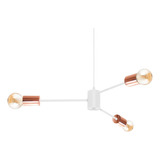 Lampara Colgante Techo 3 Luces Capuchon Deco Apto Led E27 Color Blanco/cobre