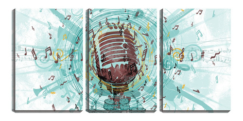 Quadro Decorativo 68x126 Microfone Antigo Desenho Arte