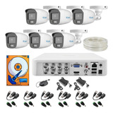 Kit 6 Cámaras 1080 Hilook Colorvu Audio 100mts Utp 1tb