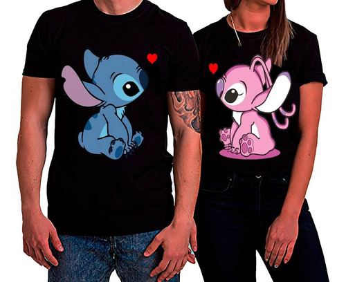 Polera Duo Parejas Día De Los Enamorados Stitch Con Novia 01