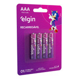 Pilha Recarregável Elgin Palito Aaa 900mah Cartela 4 Peças.