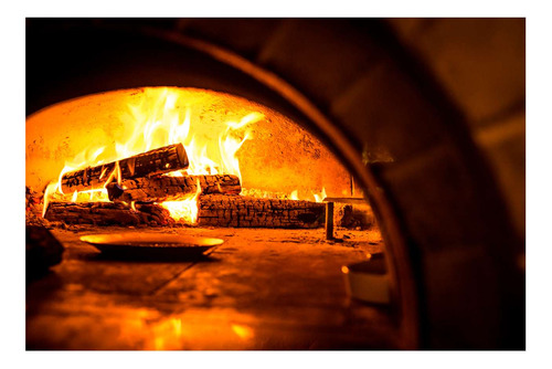 Vinilo 40x60cm Fuego Horno De Barro Leña Cocinar