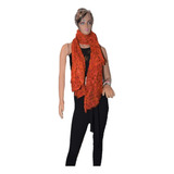 Indiastyle Pashmina De Color Naranja Estampada Promo