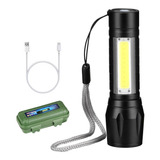 Linterna Recargable Táctica 2 Leds Usb Zoom Pequeña 400lm