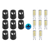 Pack 8 Aplique Farol Piso Negro Caminos Led G9 Bipin Día 6w