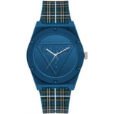 Reloj Guess Unisex W1319l1 Color De La Correa Azul Color Del Bisel Plateado Color Del Fondo Azul