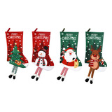 4pcs Calcetín Navideño Extra Grande Con Muñeco Nieve Anc [u]