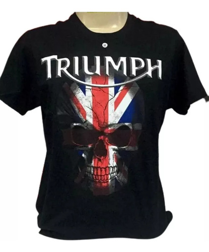 Camiseta Triumph Skull Tiger Explorer Bonneville Preta