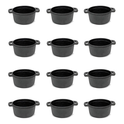 12 Cacerolas Redonda Hierro Fundido Para Guarniciones 390 Ml Negro
