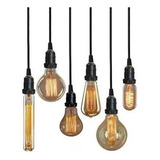 Kit 3x Lâmpada Edison Retro + 3x Pendente Preto Promoção