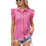 Camisa De Manga Corta Para Mujer, Blusa De Un Solo Pecho, A