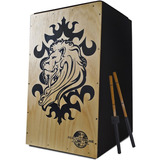 Cajon Acústico Leão De Judá Percussionline + Par Vassourinha