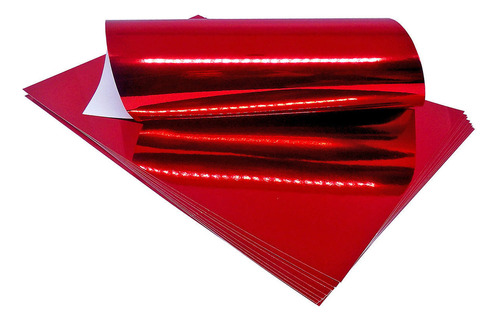 Papel Laminado A4 250g Liso P/ Decorações Enfeites 10 Folhas Cor Vermelho