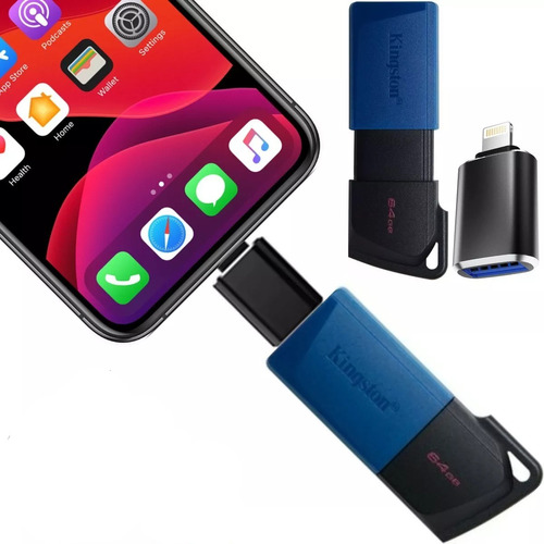 Memoria Usb Pendrive Celular Adaptador Usb iPhone Ios 64gb  