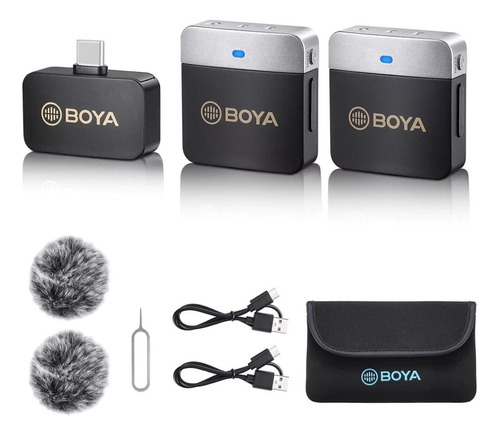 Microfone De Lapela Sem Fio Boya By-m1v4 Usb-c Dual-channel