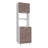 Mueble Microondas Fendi Rta Blanco + Castaño Color Marrón Claro