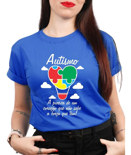 Camiseta Feminina Autismo Camisa Abril Azul Blusa Unissex